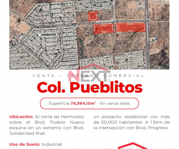 TERRENO COMERCIAL EN VENTA COL. PUEBLITOS